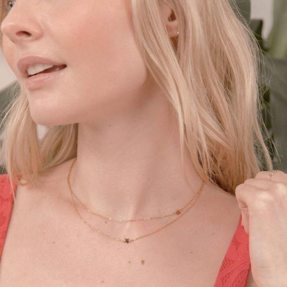 JENNIFER ZEUNER JEWELRY Star Double Necklace in Gold